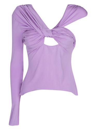 One-sleeve V-neck Draped Top - Nensi Dojaka - Modalova