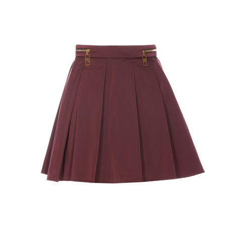 Technical Nylon Zipped Pleated Mini Skirt - Elisabetta Franchi - Modalova