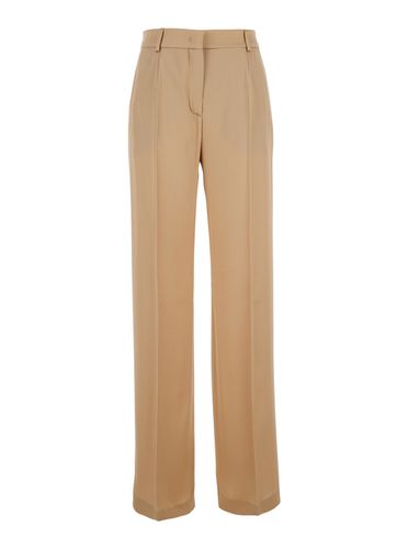 Beige Pants With High Waist And Belt Loops In Silk Blend Woman - Alberta Ferretti - Modalova