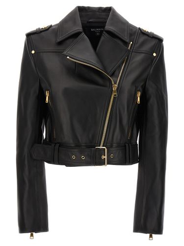 Balmain Leather Biker Jacket - Balmain - Modalova
