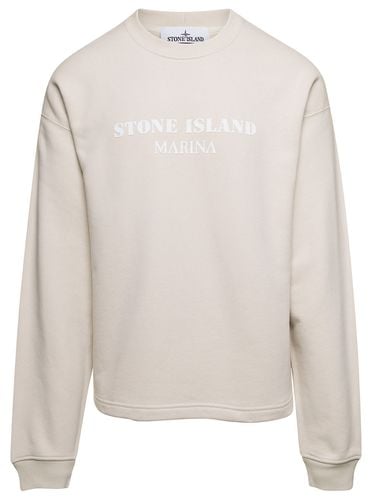 Crewneck Sweatshirt With Contrasting Logo Print In Cotton Man - Stone Island - Modalova