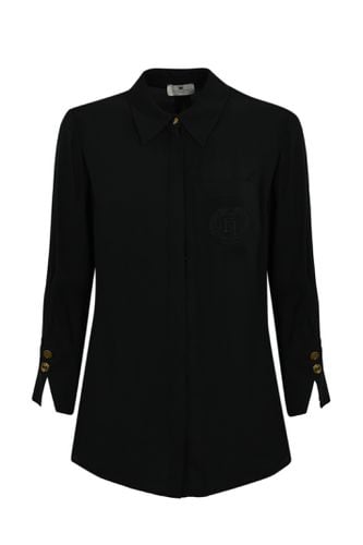 Georgette Shirt With Logo Embroidery - Elisabetta Franchi - Modalova