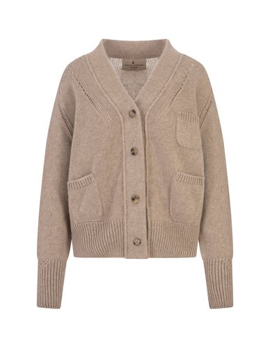 Oversized Cardigan In Sand Cashmere - Ermanno Scervino - Modalova