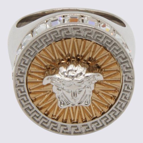 Versace Silver Tone Metal Rings - Versace - Modalova