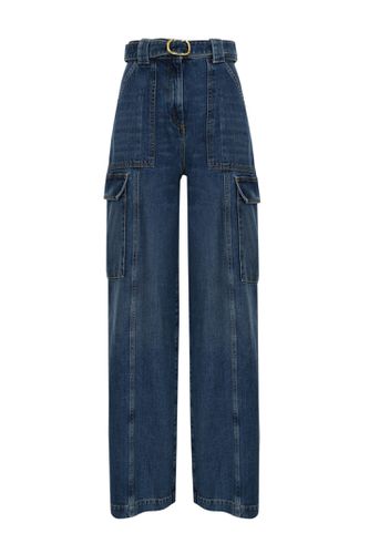 High-waisted Cargo Jeans With Oval-t Belt - TwinSet - Modalova