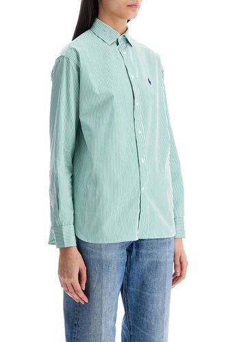 Womens Slim Fit Green And White Striped Shirt - Polo Ralph Lauren - Modalova