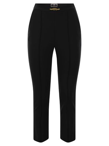 Straight Trousers In Bi-elastic Technical Fabric With Clamping - Elisabetta Franchi - Modalova
