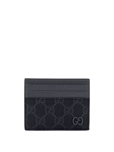 Gg Supreme Black/ Fabric Card Holder - Gucci - Modalova