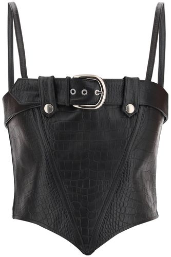 Croco-print Leather Bustier Top - Alessandra Rich - Modalova