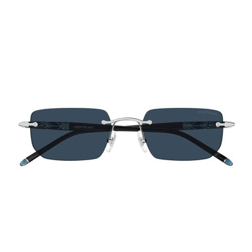 Mb0348s Linea Meisterstück 001 Silver Black Blue Sunglasses - Montblanc - Modalova