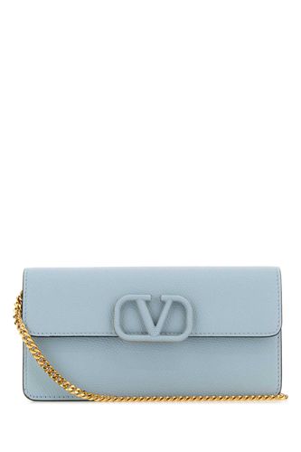 Light Blue Leather Clutch - Valentino Garavani - Modalova