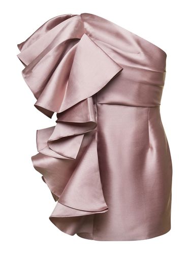 Mini Dress With Ruffles At The Side In Techno Fabric Woman - Solace London - Modalova