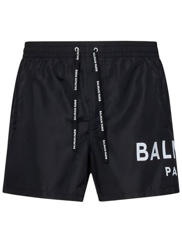 Logo Printed Drawstring Swim Shorts - Balmain - Modalova