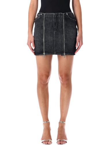 Black Washed Denim Mini Skirt With Zips - Jean Paul Gaultier - Modalova