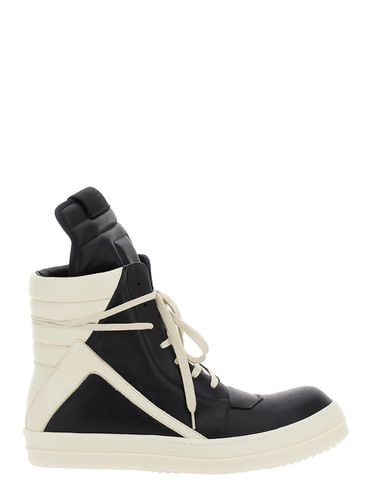 Geo-basket Black Anche High-top Sneakers With Contrasting Details In Leather Man - Rick Owens - Modalova