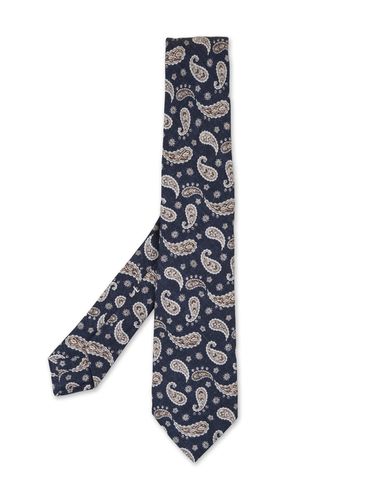 Navy Silk Tie With Paisley Pattern - Kiton - Modalova