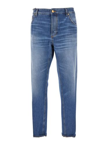 Reggae Blue Jeans With Tapered Leg And Logo Patch On The Rear In Denim Man - PT Torino - Modalova
