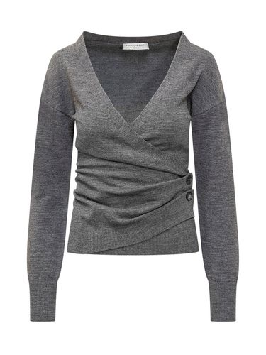 V-neck Ruched Jumper - Philosophy di Lorenzo Serafini - Modalova