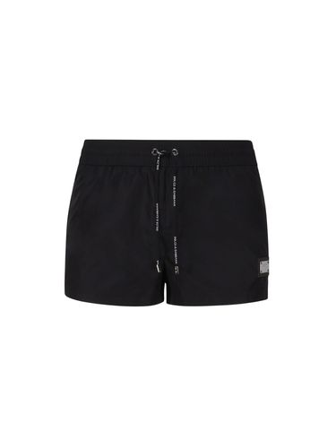 Short Beach Boxer Shorts Made Of Lightweight Nylon With Metal Logo Plaque - Dolce & Gabbana - Modalova