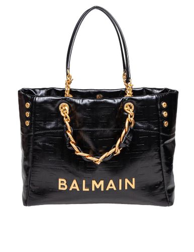 Soft Cabas Shopping Bag In Black Leather - Balmain - Modalova