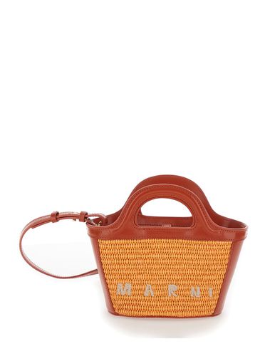Tropicalia Micro Handbag With Logo Lettering Detail In Leather And Rafia Effect Fabric Woman - Marni - Modalova