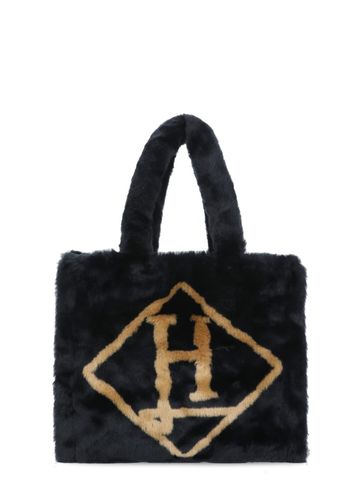 Logo Printed Faux-fur Top Handle Bag - Herno - Modalova