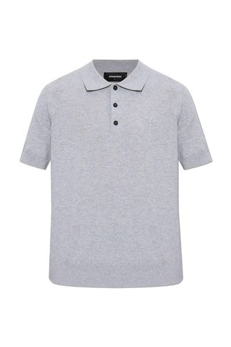 D2 Logo Embroidered Fine Knit Polo Shirt - Dsquared2 - Modalova