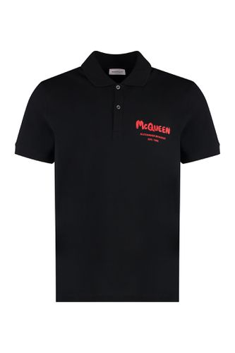 Cotton Piqué Polo Shirt - Alexander McQueen - Modalova