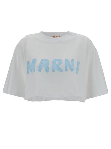 Cropped T-shirt With Logo Print In Cotton Woman - Marni - Modalova