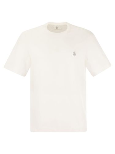 Crew-neck T-shirt In Cotton Jersey With Logo - Brunello Cucinelli - Modalova