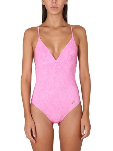 Etro One Piece Swimsuit With Logo - Etro - Modalova