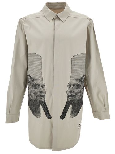 White Shirt With Contrasting Embroidery In Stretch Cotton Man - Rick Owens - Modalova