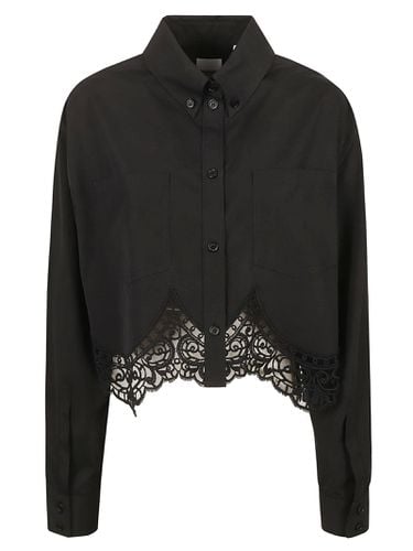 Lace Asymmetric Hem Crop Shirt - Burberry - Modalova