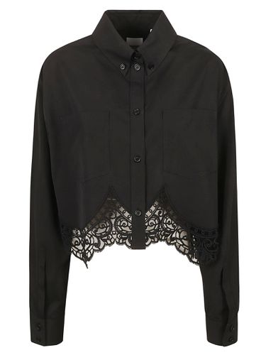 Lace Asymmetric Hem Crop Shirt - Burberry - Modalova