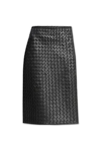 Crossed Leather Skirt - Bottega Veneta - Modalova
