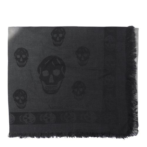 Skull Printed Frayed Edge Scarf - Alexander McQueen - Modalova