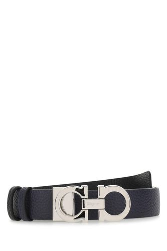 Midnight Blue Leather Reversible Belt - Ferragamo - Modalova