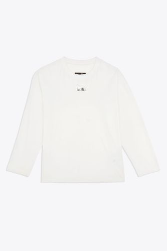T-shirt White cotton t-shirt with long sleeves and front logo tag - MM6 Maison Margiela - Modalova