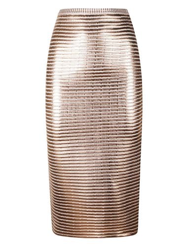 Elastic Waist Stripe Patterned Shiny Skirt - Genny - Modalova