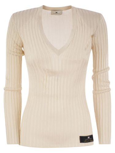 Shiny Viscose Ribbed Jersey - Elisabetta Franchi - Modalova