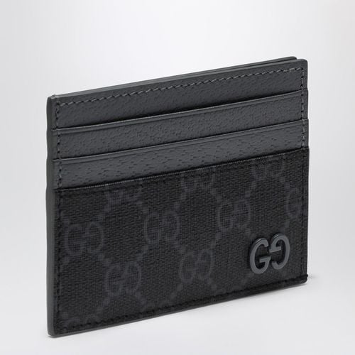 Gg Supreme Black/grey Fabric Card Holder - Gucci - Modalova