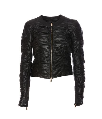 Pinko Ruched Detail Leather Jacket - Pinko - Modalova