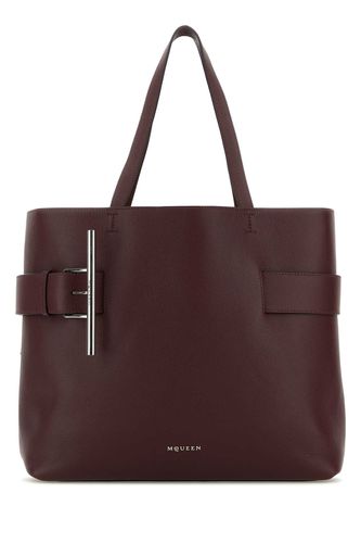 Tyrian Purple Leather T-bar Shopping Bag - Alexander McQueen - Modalova