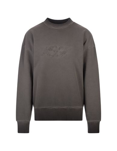 Grey Sweatshirt With Washed Effect - MSGM - Modalova