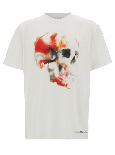 Crewneck T-shirt With Multicolor Skull Print In Cotton Man - Alexander McQueen - Modalova