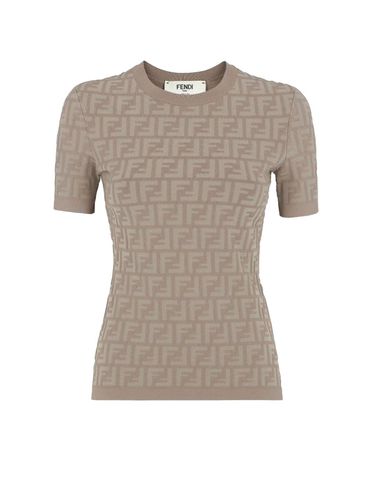 Viscose T-shirt With All-over Embossed Ff Motif - Fendi - Modalova