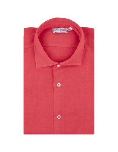 Fedeli Red Linen Classic Shirt - Fedeli - Modalova