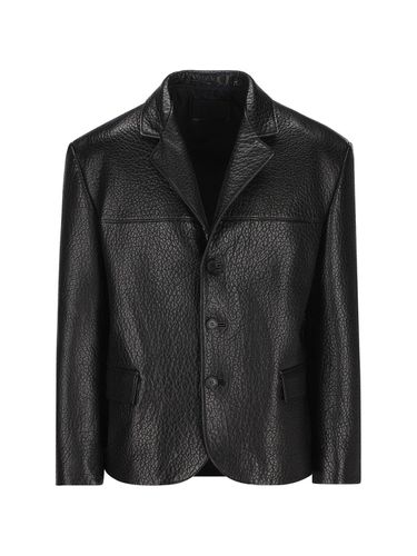 Single-breasted Long-sleeved Leather Jacket - Prada - Modalova