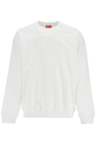 White Cotton Sweatshirt With Raised Logo For Men - Diesel - Modalova