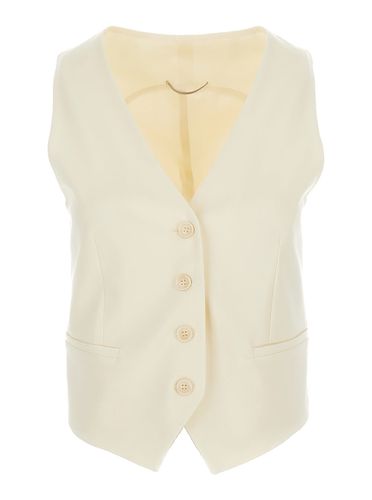 Cream Single-breasted Vest In Wool Man - PT Torino - Modalova